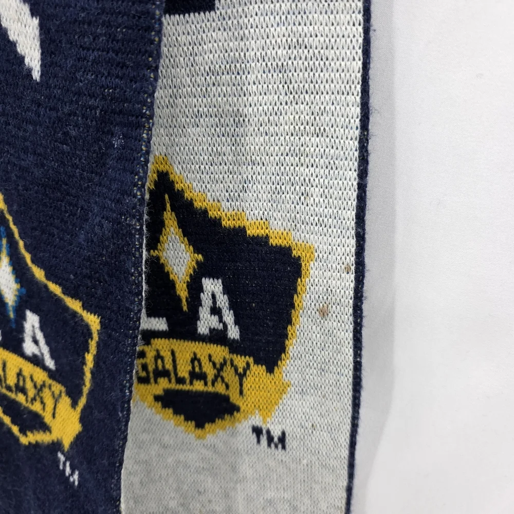 Lot Of 2 LA GALAXY MLS Soccer Team Winter Knit Fringed Scarf Reversible‎ Blue.